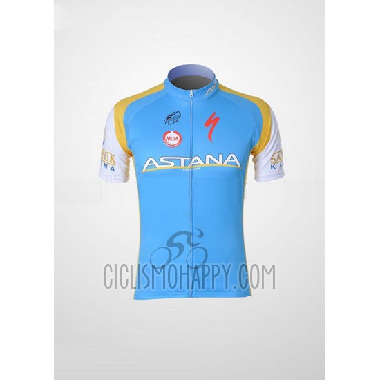 Astana Cycling Jersey Bib Short 2012 Short Sleeve Light Blue